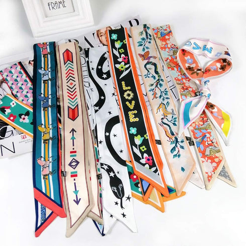 Gudessly Bag Handbag Handle Ribbon Scarf for Package Band Hair Head Neck Neckerchief Silk Scarf Bracele Oil and Ink Painting...