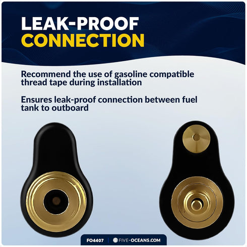 Five Oceans 1/4" NPT Male Fuel Tank Connector for OMC/Johnson/Evinrude Female Fitting Tank End Connector, 2-Prong, Brass, Compatible with Most Por...