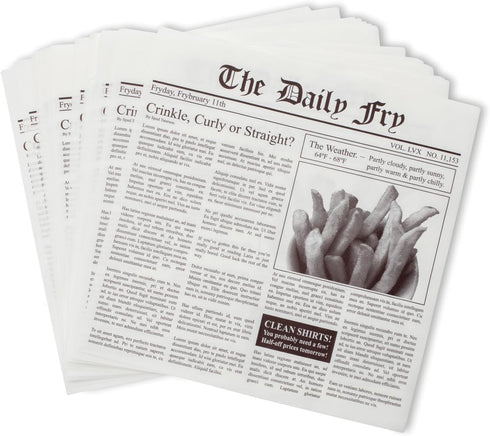 Fox Run French Fry Wax Paper Liners, Newsprint, 24-Count...
