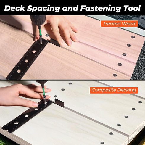 2 PCS Steel Deck Board Spacers(Thickness:1/8” & 3/16”),Spacer Tool for Deck Boards,Deck Mate, Deck Board Spacing Tool,Works for Treated Wood & Com...