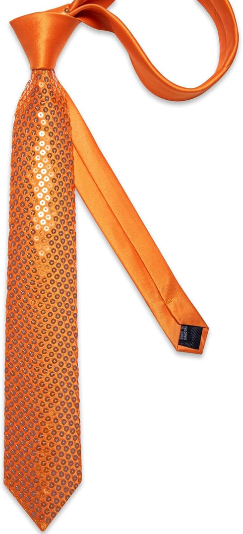 DiBanGu Mens Sequin Skinny Tie and Pocket Square Set,Shiny Solid Necktie Formal Satin Slim Ties for Party Wedding...