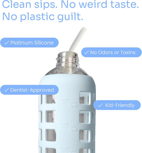 purifyou Extra Long 14.5" Reusable Silicone Straws with Flexible Tips, Cleaning Brush, & Portable Case - Fits with 40oz Stanley Cups, Tumblers & M...