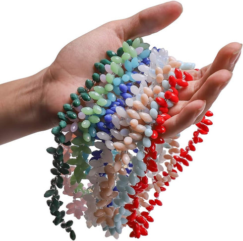 6x12mm Teardrop Crystal Beads, 280pcs Faceted Glass Beads in 14 Colors, DIY Gemstone Beads for Jewelry Making, Craft Supplies for Necklaces, Brace...