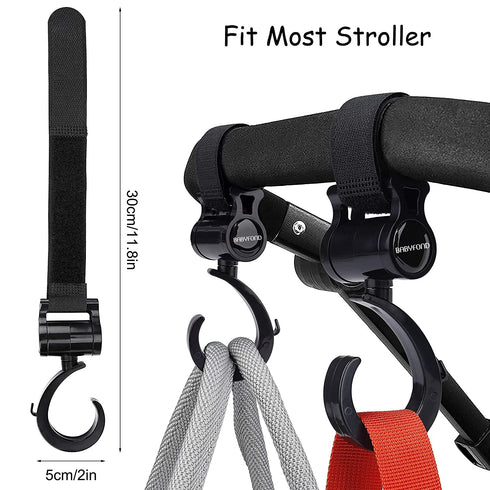 Stroller Hooks, Babyfond 2 Pack of Multifunctional Hooks, 360-degree Rotating Firm Non-Slip Stroller Hook for Buggy, Baby Carrier, Bike Bicycle, C...