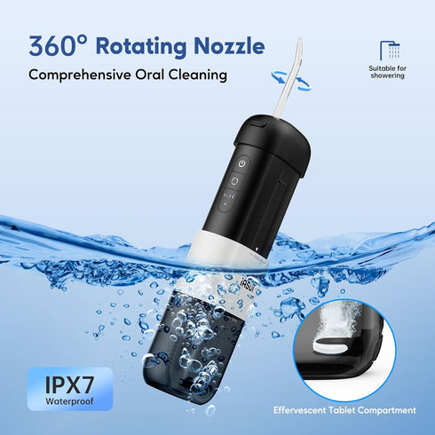 Portable Water Flosser for Teeth, Mini Travel Cordless Oral Irrigator 4 Modes DIY Included, Rechargeable Water Teeth Cleaner Picks with Telescopic...