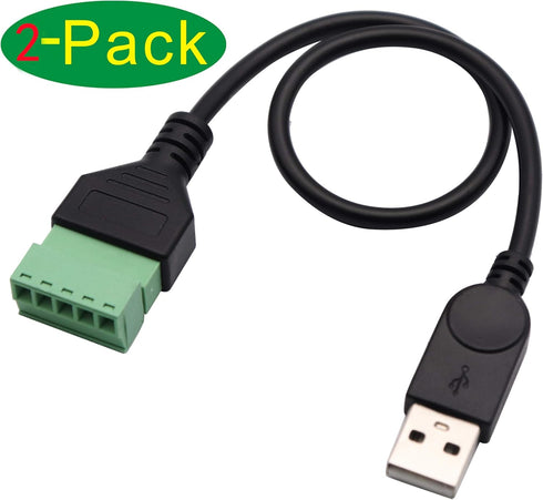 zdyCGTime USB 2.0 A Screw Terminal Block Connector Cable USB 2.0 A Male Plug to 5 Pin/Way Female Bolt Screw with Shield terminals Pluggable Type A...