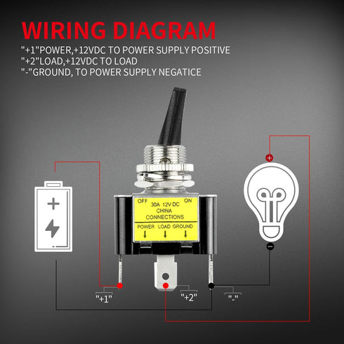DaierTek Illuminated Toggle Switch 12V LED, Green LED Lighted Toggle Switch 12 Volt Single Pole 30 Amp 12V for Automotive Car Aircraft -2pcs...