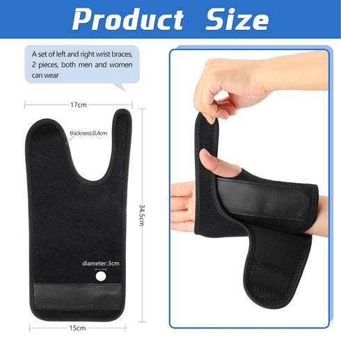 2 Pieces Carpal Tunnel Wrist Braces for Night Wrist Sleep Support Brace Wrist Splint Stabilizer and Hand Brace Cushioned to Help With Carpal Tunne...