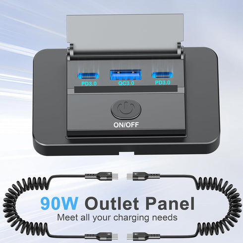 2 Pack 90W 12 Volt USB Outlet Panel Wall Mount Ouffun Dual 36W PD & QC3.0 18W Car USB Port Charger Socket with Dual 65W USB C Cable for Car Bus RV...
