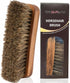 6.7" Horsehair Shoe Shine Brush - 100% Soft Genuine Horse Hair Bristles - Unique Concave Design Wood Handle - Comfortable Grip, Anti Slip - for Bo...