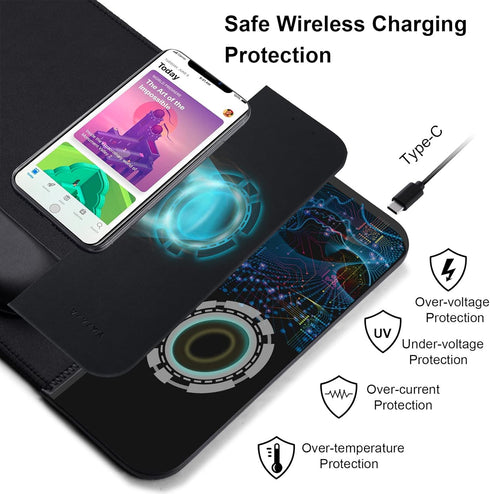 15W Wireless Charging Mouse Pad with Detachable Wrist Support, Fast QI Phone Charger Mouse Mat for iPhone 14/13/12/11/X/8 and Samsung Multiple Mob...
