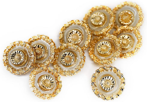 Vintage Diecast Metal Sunflower Theme Sewing Shank Buttons 10 Pcs- 20mm, 13/16"...