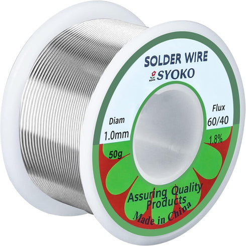 SYOKO 60/40 1.0mm 50g Tin Lead Rosin Core Solder Wire for Electrical Soldering, Soldering Wire, Electrical Solder, 1.8% Solder Flux (1.0mm 50g)...