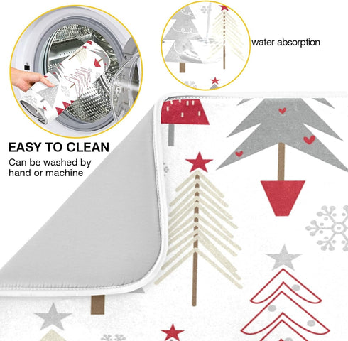 Nander Beautiful Christmas Tree Dish Drying Mat for Kitchen Counter, Absorbent Reversible Dish Draining Mat,Rack Pad for Countertop, 16 x 18 Inche...
