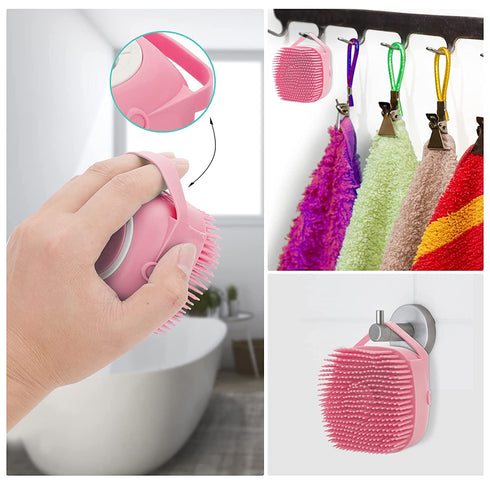 Pet Dog Cat Shedding Shampoo Brush Bath Massage Shower Bubbles Self Cleaning Dog Grooming Scrubber Brush for Bathing Hair Removal Soft Silicone Ru...