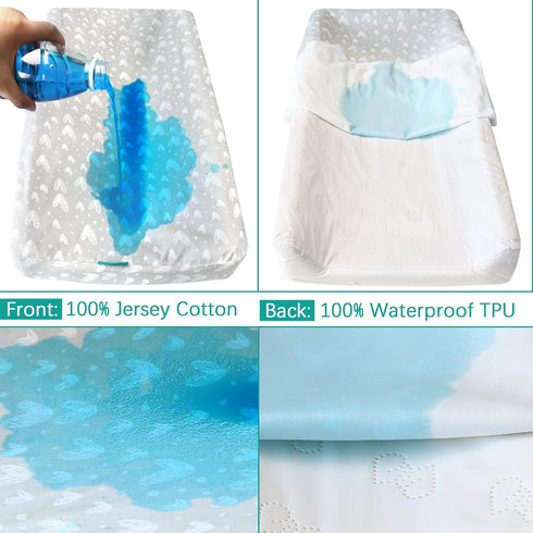 Waterproof Changing Pad Cover 2 Pack, 100% Cotton Change Table Cover Sheets, Ultra Soft, Unisex White Grey Star Print...