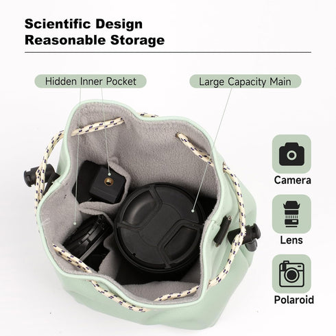 Lens Case Lens Bag Camera Lens Pouch Drawstring Shockproof Bag with shoulder straps for Canon, Nikon, Pentax, Sony, Olympus, Panasonic and other L...