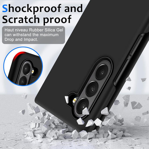 Z Fold 6 Liquid Silicone Case for Samsung Galaxy Z Fold6 5G, Slim Phone Case for Women Girls Soft Gel Rubber Ultra Thin Anti-Scratch Design Protec...