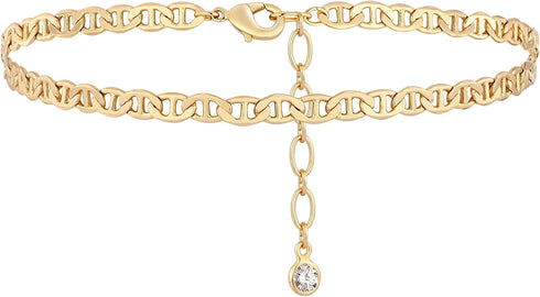 Link Chain Anklet,14K Gold Plated Boho Cute Dainty Foot Chain Ankle Bracelet Chain Anklet for Women...