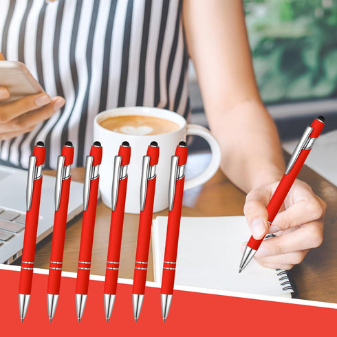 12 Pcs Blue Ink Ballpoint Pen with Stylus Tip, 1.0 mm Metal Pen Stylus Pen for Touch Screens, 2 in 1 Thank You Pen Gift for Friends, Colleagues, C...