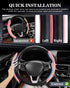 2Pcs Steering Wheel Cover Anti-Skid Segmented Car Accessories for Girls and Women?Leather Universal Fit Car Steering Wheel Cover (Pink)...