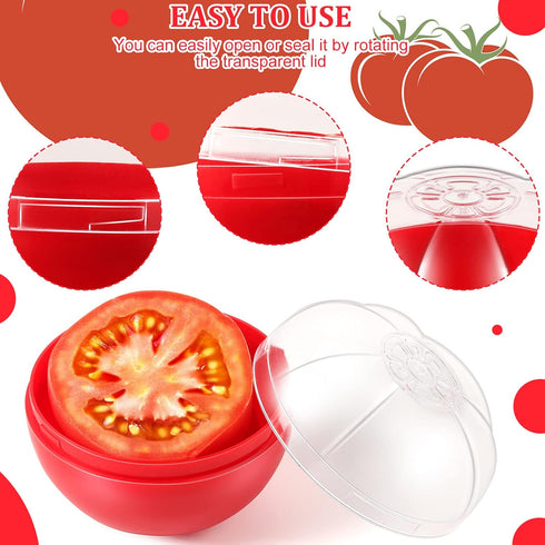 Vegetable and Fruit Storage Containers for Fridge, 4 Pcs BPA Free Reusable Food Saver - Tomato, Avocado, Onion, Lemon Keeper Holder - Refrigerator...
