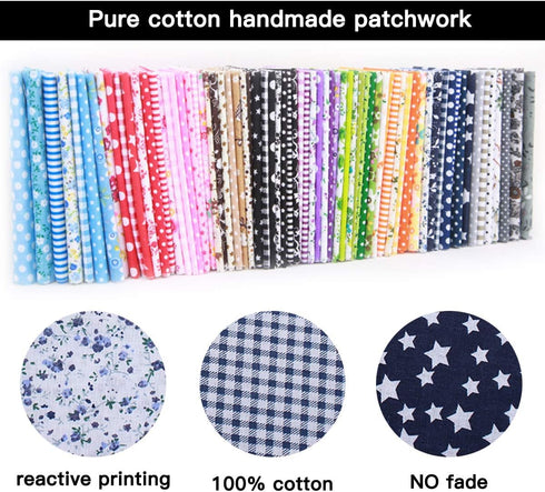YOLUFER DIY Cotton Fabric Bundle 19.7 x 19.7 Inches, 7PCS Different Pattern, Squares Patchwork Material for Sewing Quilting Scrapbooking....