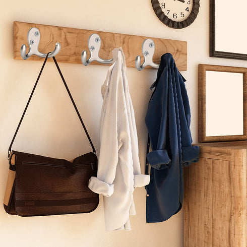 IBosins 8 Pack Heavy Duty Double Prong Coat Hooks Wall Mounted with 16 Screws Retro Double Hooks Utility Hooks for Coat, Scarf, Bag, Towel, Key, C...