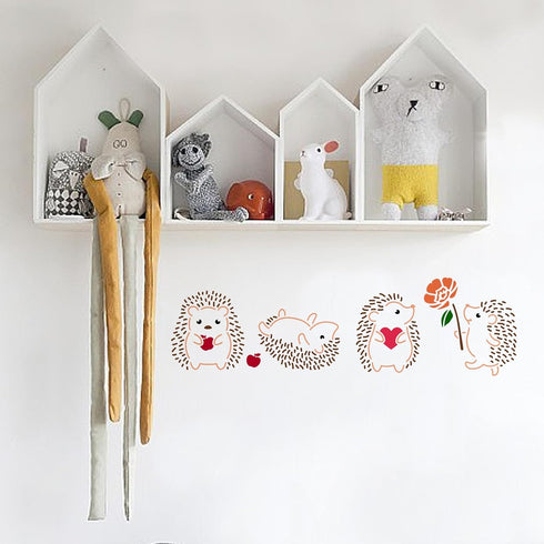 4 Styles Hedgehog Stencil 11.8×11.8inch Hedgehog Flower Drawing Painting Stencils Reusable Flower Heart Animal Stencil for DIY Furniture Wall Floo...