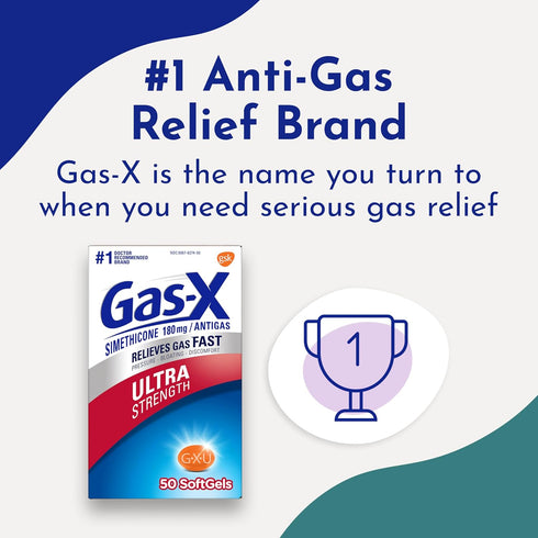 Gas-X Ultra Strength Gas Relief Softgels with Simethicone 180 mg for Bloating Relief - 50 Count...