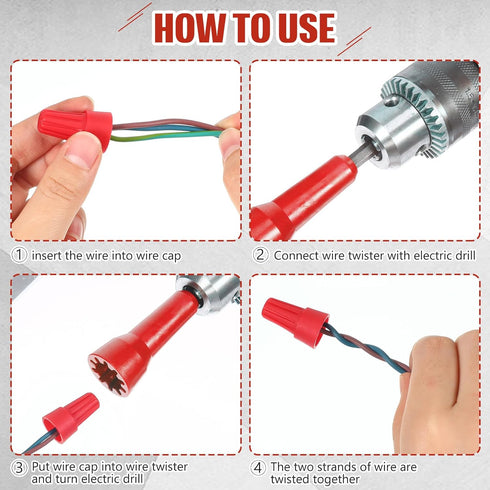 1 Pack Wire Twisting Tool Wire Twister Electrician Tools Wire Connector Driver Wire Bending Tools with 1/4 Chuck for Man Drill and Wire (Red)...