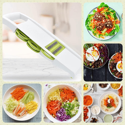 5 in 1 Mandoline Slicer Vegetable Slicer Mandolin Multi Blade Potato Veggie Slicer Vegetable Cutter Julienne Shredder Potato Slicer Green...