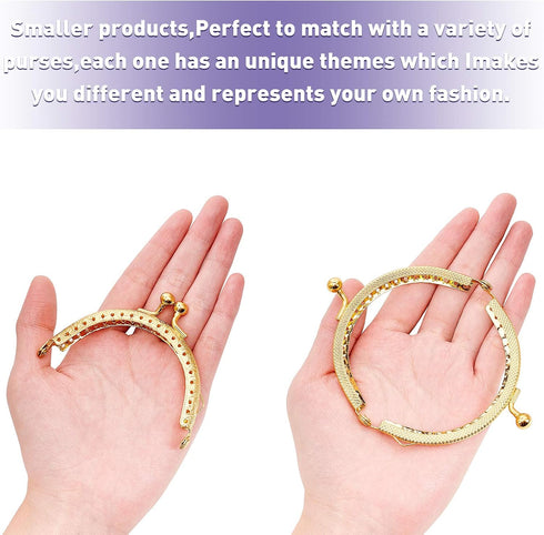 PH PandaHall 10pcs Metal Purse Frame 5 Color 8.5cm/3.3" Retro Arch Metal Purse Coin Bag DIY Craft Frame Kiss Clasp Lock for Bag Sewing Craft Tailo...