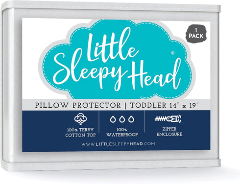 Little Sleepy Head Toddler / Travel Pillow Protector for Pillows 13x18 and 14x19 (1-Pack)...