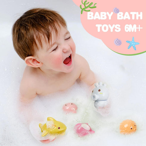 Bath Toys for Babies 6-12 Months, 10PCS Squirt Bath Toys Ocean Animals Bathtub Float Toy Water Table Toys Toddler Birthday Presents for Preschool ...