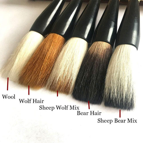 Hbasyp Chinese Traditional Calligraphy Brush/Chinese Calligraphy Watercolor Sumi Drawing Brush-Large brush (5-Count)...