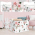 Clastyle Rectangle Rose Floral Baby Girl Gift Basket Outdoor Towel Storage Pool Toy Beach Blanket Basket Pink Flower Shelf Basket for Clothes Toy ...