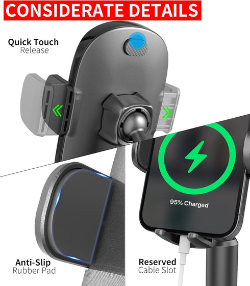 APPS2Car Solid Cup Holder Phone Mount for Car Truck with Quick Extension Long Arm Fast Swivel Adjustable Height 360 Rotatable Low Profile for iPho...