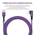 USB-C Cable 3-Pack 1ft 3ft 6ft Right Angle USB to USB-C 90 Degree Braided Data Sync Transfer Cord Purple...