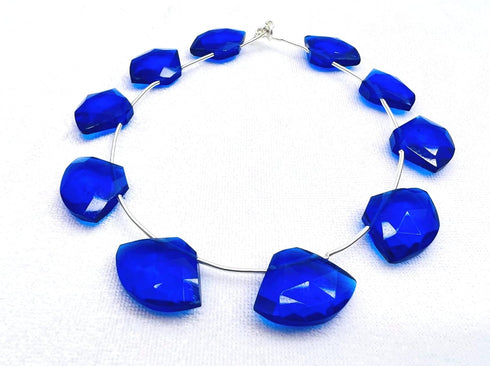 1 Strand Blue Sapphire Quartz 10 Pcs Beads Size 19x14mm Fancy Shape Cut Faceted Beads for Jewellery Making, Beading & Craft Supplies KCRAFTS-RK_k4...