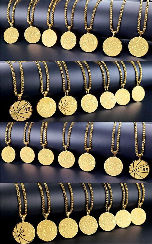 Basketball Number Necklace for Boys Gold Stainless Steel I Can Do All Things Pendant Sport Jewelry Basketball Gifts for Men 50...