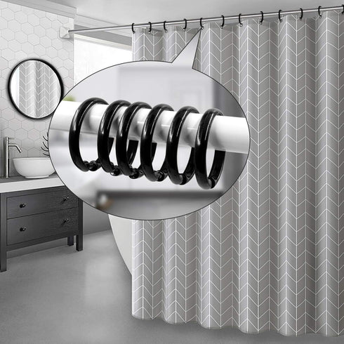 Top-spring Black Shower Curtain Hooks, 12pcs Plastic Shower Curtain Rings, Round O Hooks Hanger for Bathroom Shower Rod (O-Shape(Black))...