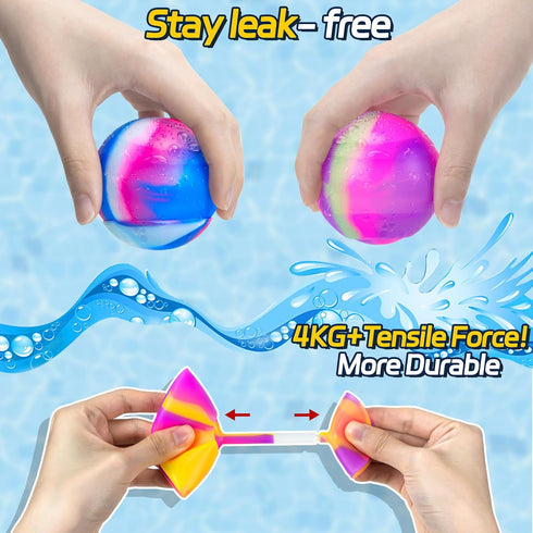 8 Pack Reusable Water Balloons, Summer Pool Toys Water Bomb Balls for Boys Girls Age 3 4-7 8-12 Gift, Self-Sealing Quick Fill Water Balloons for K...