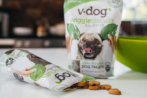 V-Dog Vegan Wiggle Biscuit Organic Dog Treats, Peanut Butter, 10 Ounce, Superfoods...