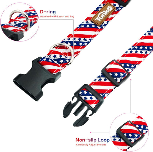 American Flag Dog Collar?4 of July Cute Adjustable Patriotic Collar for Boy and Girl Dogs, Dog Collar with Strong Plastic Buckle - for Small Mediu...