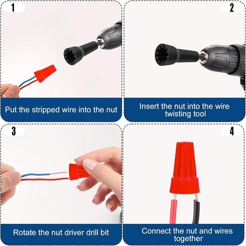 2pcs Wire Twisting Tool, Twisters for Wire Nut with 1/4" Chuck Wire Fast Hand Tool, Wire And Cable Spinner for Drill & Wire Connector Electricians...