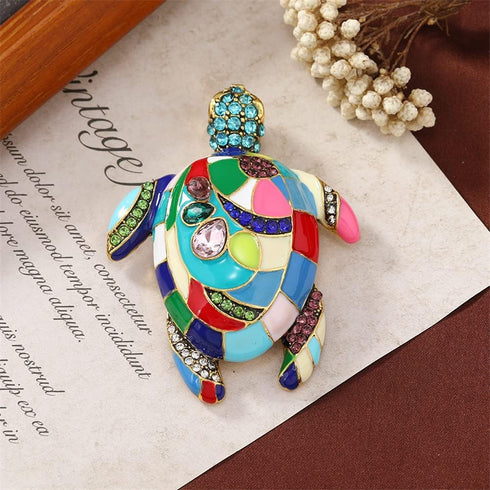 Colorful Sea Turtle Brooches For Women Men Fashion Rhinestone Animal Enamel Brooch Pin Jewelry Gift Accessories for Backpacks Set Badges Clothing ...