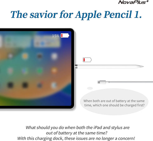 NovaPlus 2 in 1 Apple Pencil Charging Case for Apple Pencil 2nd & 1st Generation, Magnetic Wireless Apple Pencil Charger for Pencil 2nd Gen, Porta...