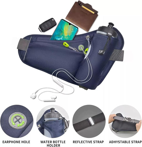 Fanny Pack with Water Bottle Holder, Hydration Running Belt for Men Women Adjustable Strap Waist Bag Suitable for Hiking Running Walking Jogging C...