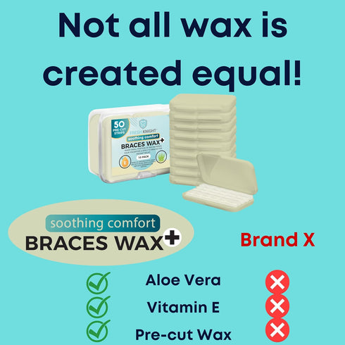 Braces Wax,10 Pack. Dental Wax for Braces & Aligners - 50 Premium Orthodontic Wax Strips, Wax for Teeth, Vitamin E + Aloe. Includes storage case. ...